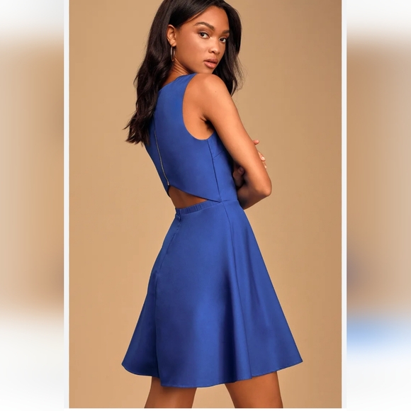 Lulus “Just Us” Royal Blue Skater Dress – Size M - Picture 2 of 10